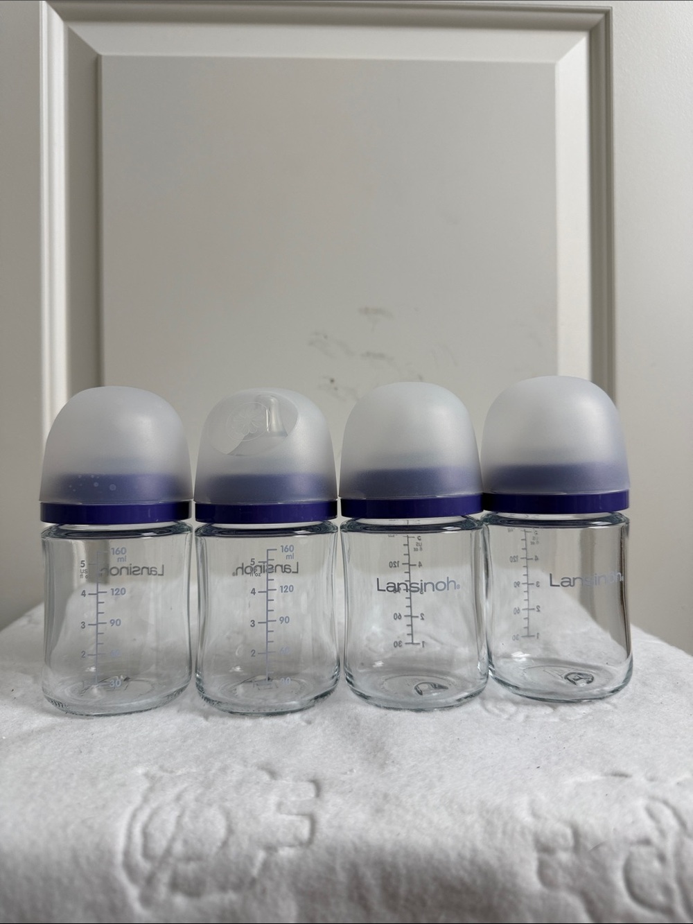 EUC Lansinoh Glass Bottles, 5oz, pack of 4